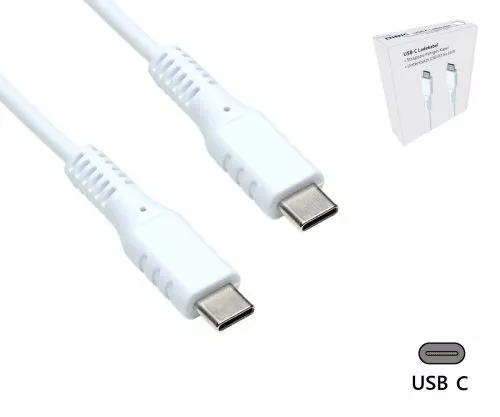DINIC USB Typ C auf C Ladekabel, 2x USB Typ C Stecker, 60W, 3A, OD: 3.5mm, weiß, im DINIC Aktions-Karton, 1.5m